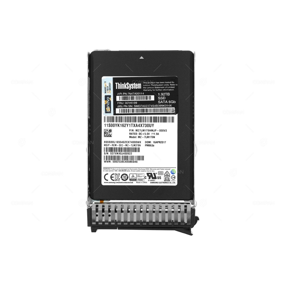 00YK199 LENOVO SSD 1.92TB SATA 6G 2.5" SFF FOR LENOVO THINKSYSTEM